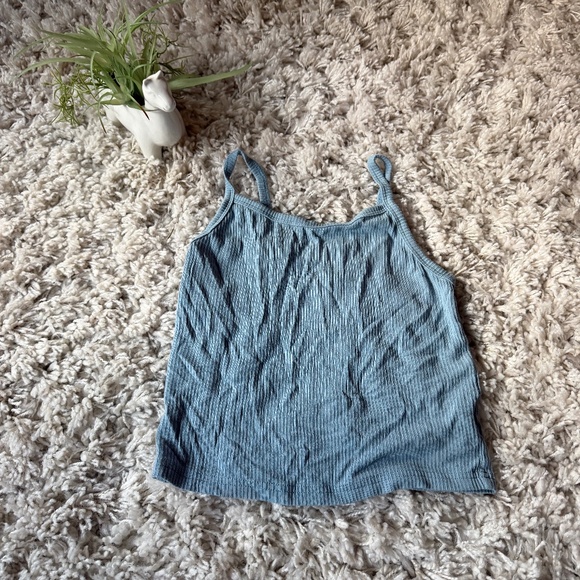 Tops - Elegant Blue Ribbed crop top summer teal tank top Camisole for Women. Experience